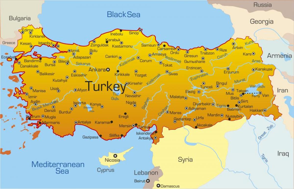 Mapa de la ciudad de Turquía