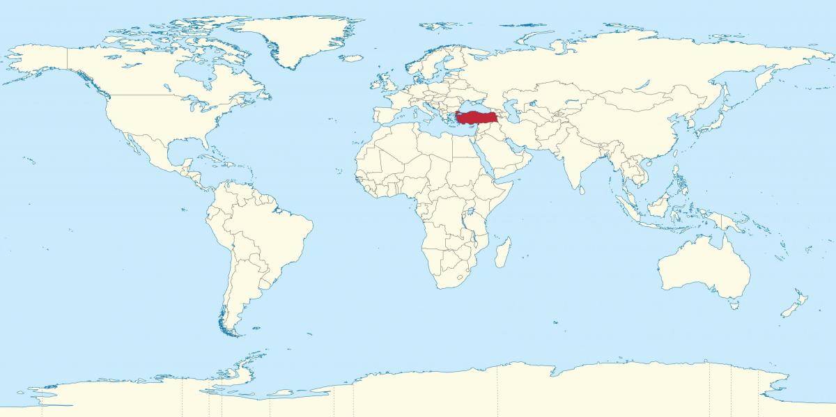 Ubicación de Turquía en el mapa mundial